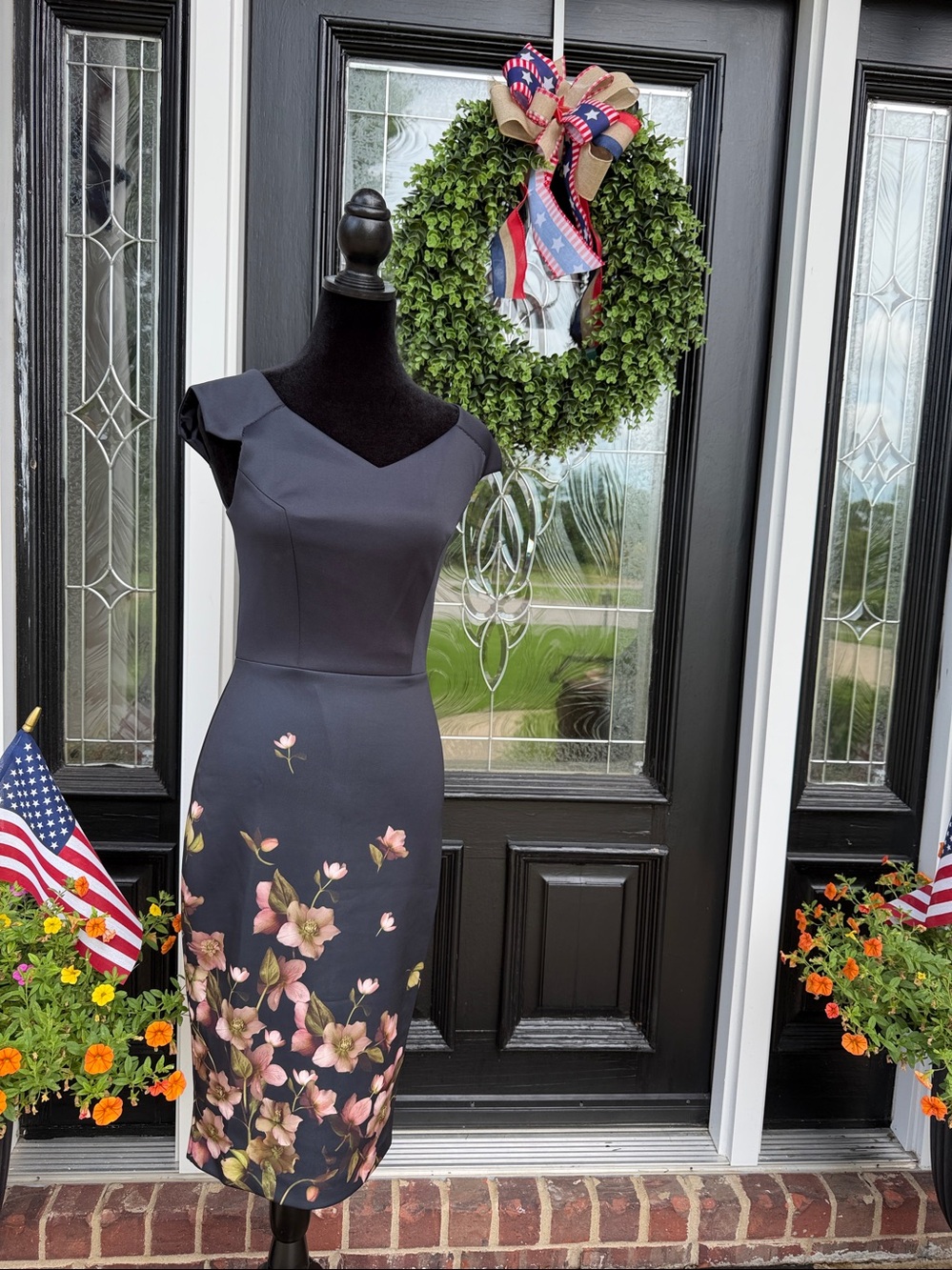 Ted Baker London Navy Floral Midi Dress